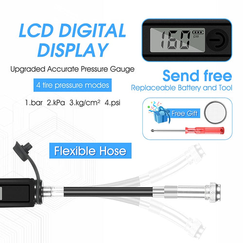 Load image into Gallery viewer, 160PSI High Pressure Bike Pump LCD Digital Gauge Hose MTB Road Bicycle Schrader Presta Valve Portable Cycling Pump
