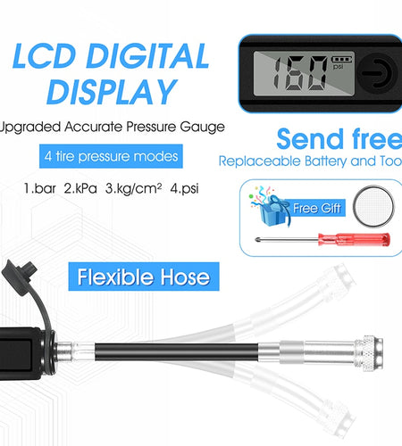 Portable Bike Pump High Pressure Digital Gauge Hose MTB Road Bicycle Pump Schrader Presta Valve Cycling Hand Pump