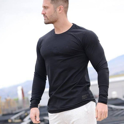 Load image into Gallery viewer, Men Gym Fitness T-shirt Cotton Shawl Sleeve Shirts Bodybuilding Slim Fit Workout Patchwork Casual Skinny Tee Tops Male Clothing
