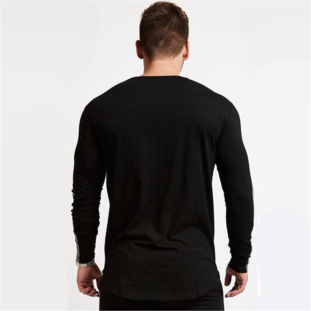 Casual Long sleeve T-shirt Men Fitness Cotton t shirt Male Gym Workout Skinny Tee shirt Tops Spring New Running Sport Clothing