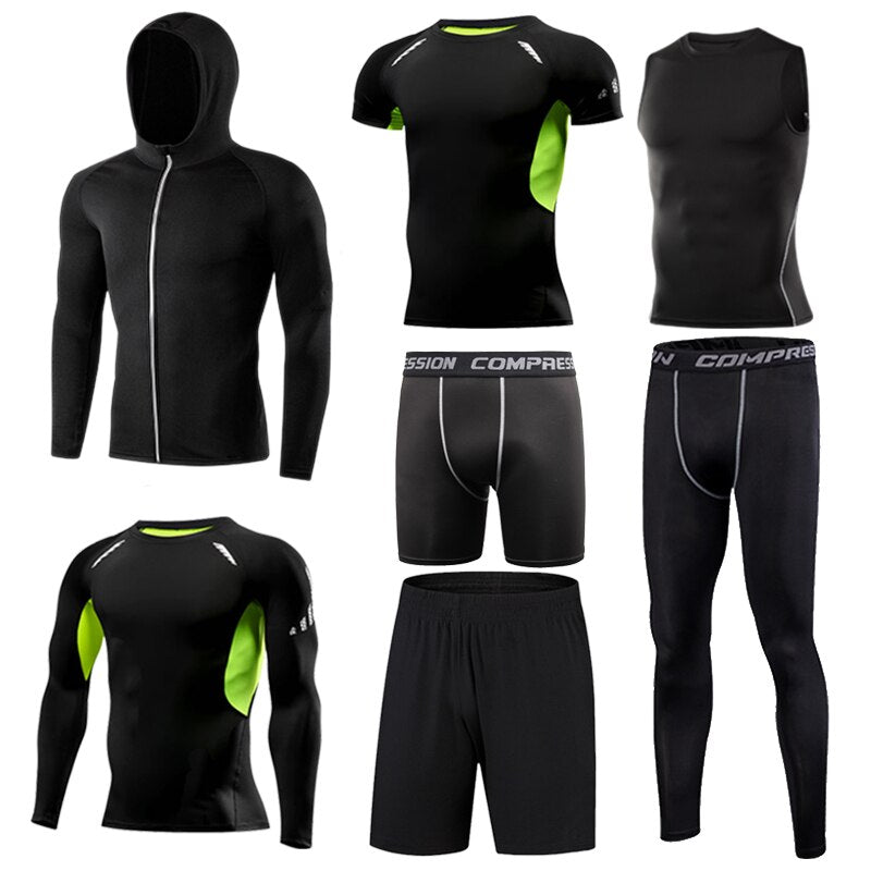 Gym Tight Running Set for Men's Sport Suit Outdoor Jogging Sports Clothing Men Fitness Sportswear Dry Fit Training Tracksuit MMA