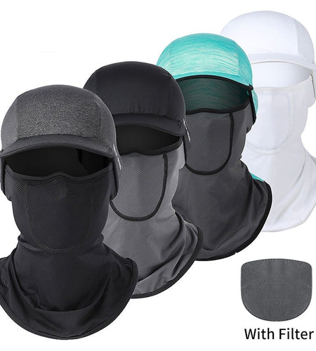 Summer Cycling Headwear Face Cover With Filter Men Women Ice Silk Anti-UV Sports Fishing Running Balaclava Cap