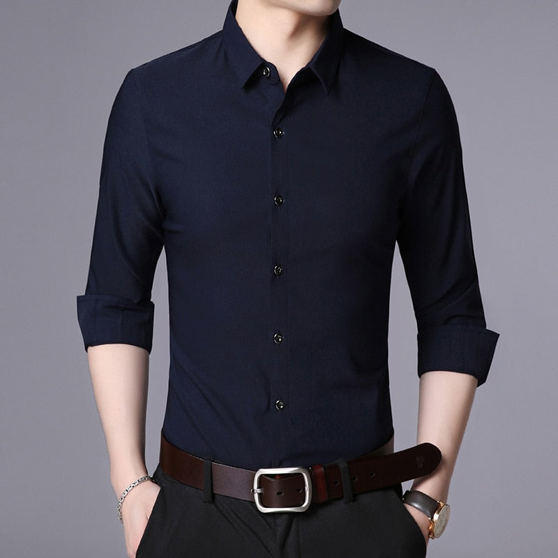 Fashion Brand Designer Shirt Men Dress Shirts Slim Fit Streetwear Long Sleeve Korean High Quality Casual Men Clothes