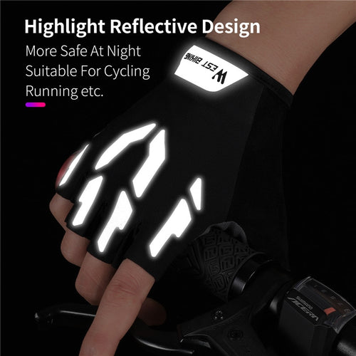 Load image into Gallery viewer, Reflective Bicycle Gloves Anti Slip Gel Pad Short Half Finger Cycling Gloves Breathable Outdoor Sports Men MTB Bikes Gloves
