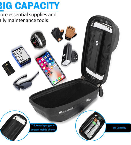 Bicycle Bag High Quality EVA Waterproof Top Tube Bike Bag Touchscreen Cell Mobile Phone Bag 6.0-7.2 inch Phone Case