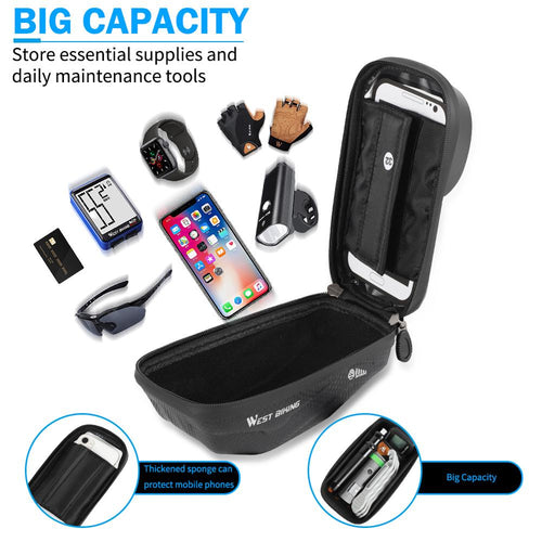 Load image into Gallery viewer, Bicycle Bag High Quality EVA Waterproof Top Tube Bike Bag Touchscreen Cell Mobile Phone Bag 6.0-7.2 inch Phone Case
