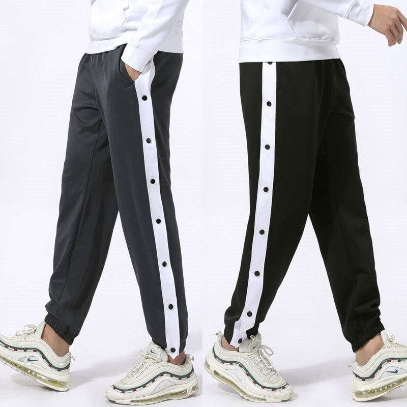 High Quality Men Running Sport Pants Outdoor Fitness Sweatpants with Zipper Pocket Basketball Football Jogging Trousers Black