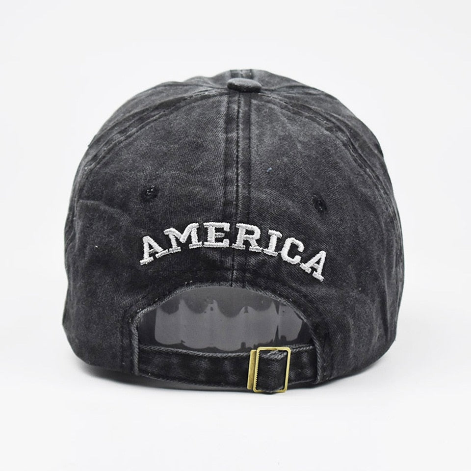 Women Baseball Cap Summer Denim Hats Men Spring USA Letter Flag Embroidery Baseball Hats Cotton Outdoor Vintage Visor Casual Cap