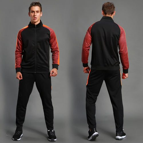 Load image into Gallery viewer, 2Pcs Set Men&#39;s Soccer Sportswear Tracksuit Jacket Football Training Suit Autumn Winter Spring Long Sleeve Zipper Top and Pants
