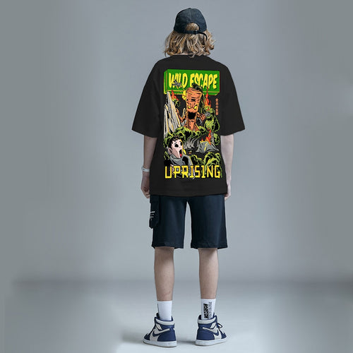Load image into Gallery viewer, Wild Escape Carrot Attack Human Hip Hop Personality Street Short Sleeve T-shirt Men&#39;s Trend Original
