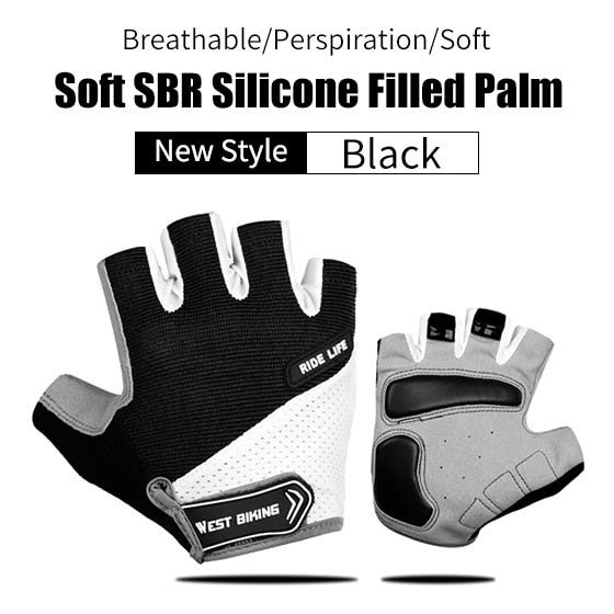 Reflective Bicycle Gloves Anti Slip Gel Pad Short Half Finger Cycling Gloves Breathable Outdoor Sports Men MTB Bikes Gloves