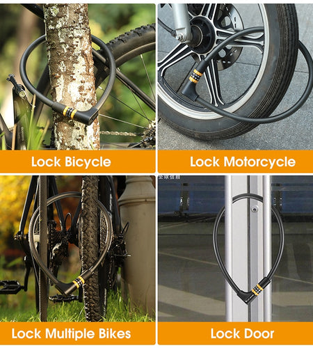 Bike Cable Lock Password Keys Combination Anti Theft Lock MTB Road Bicycle Electric Scooter Motorcycle Cycling Lock