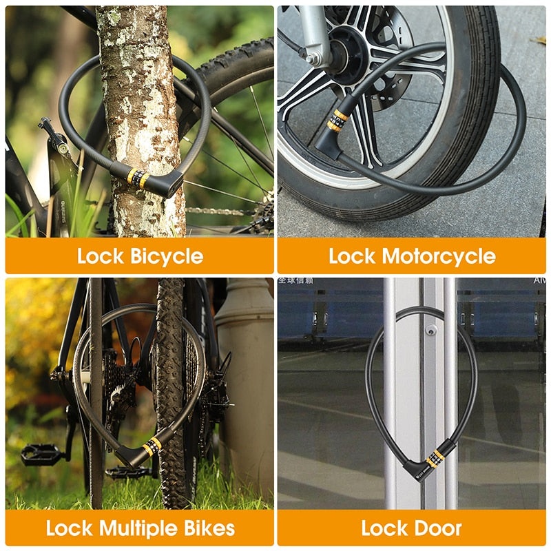 Bike Cable Lock Password Keys Combination Anti Theft Lock MTB Road Bicycle Electric Scooter Motorcycle Cycling Lock