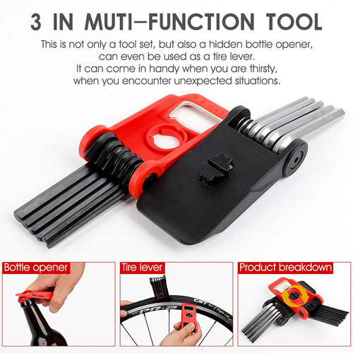 Load image into Gallery viewer, Bicycle Tools Kit Cycling Repair Hex Allen Wrench Bottle Opener Tire Lever Multitool Set MTB Road Bike Repair Tool
