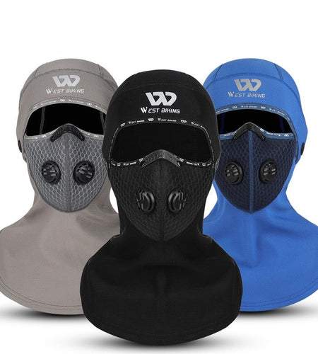Winter Sport Cycling Headwear With Activated Carbon Filter Face Cover Ski Bicycle Motorcycle Fleece Head Cap Hat