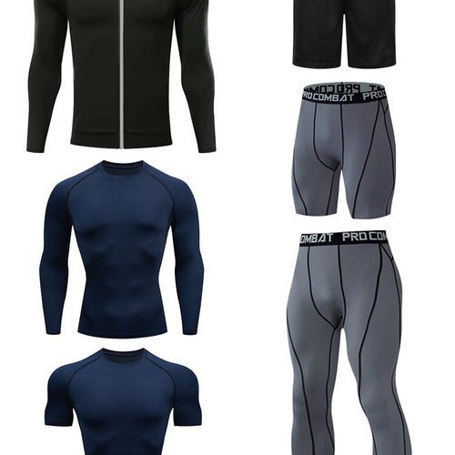Load image into Gallery viewer, 6 Pcs/Set Men&#39;s Tracksuit Compression Sports Suit Gym Fitness Clothes Training Workout Tights Running Jogging Sport Wear
