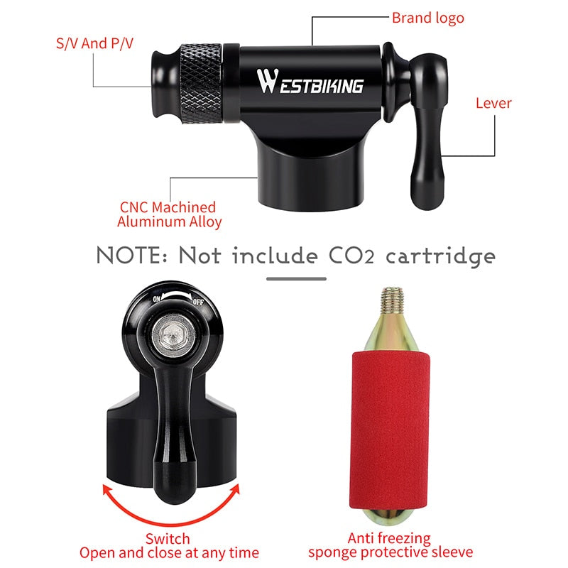 CO2 Pump Bike Mini Hand Pump MTB Road Bicycle Air Inflator Schrader Presta Valve Adapter Ball Cycling Accessories