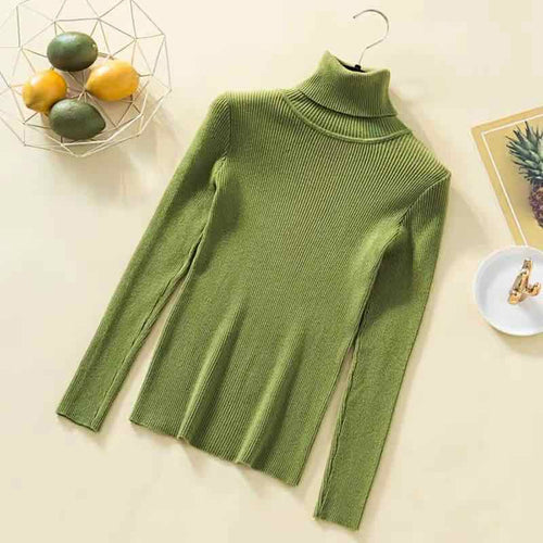 Load image into Gallery viewer, Pullovers Women Turtleneck Sweaters Fashion Spring Long Sleeve Female Jumper Autumn Korean Basic Top Soft Knitted Sweater
