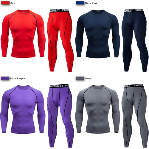 Load image into Gallery viewer, Men&#39;s Compression Sportswear Suit GYM Tight Clothes Yoga Sets Workout Jogging MMA Fitness Clothing Tracksuit Pants Sporting
