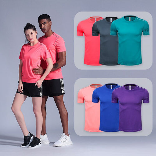 Load image into Gallery viewer, Quick Dry Gym Shirt Men Summer Women&#39;s Sportswear Running T-Shirts Sport Female Tops Jogging Tops Loose Training Short Sleeves
