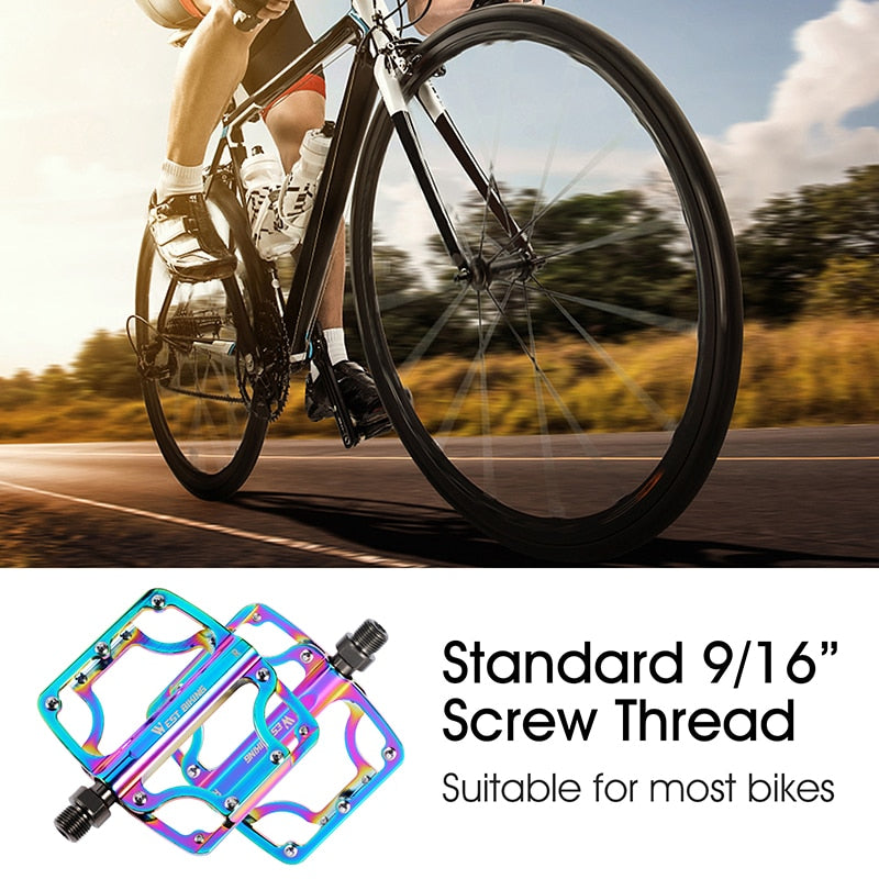 Colorful Bicycle Pedals 3 Bearings CNC Ultralight MTB Road Bike Part Anti-slip Flat BMX Pedals Cycling Accessories
