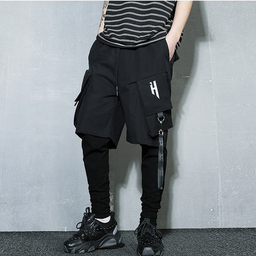 Load image into Gallery viewer, Tactical Functional Cargo Pants Joggers Men Fake two Pieces Trousers Hip Hop Streetwear Pant Black GB246
