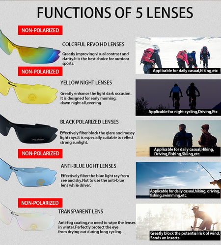 Cycling Polarized Eyewear Glasses Bicycle Sunglasses Mountain Road Bike Men Women Sport Glasses Cycling Equipment