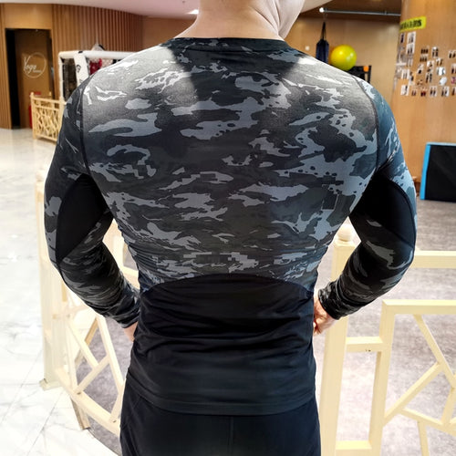 Load image into Gallery viewer, Men Compression Sweatshirt Running Elastic Compression Tshirt Fitness Tight Sport Clothes Jogging Training Sportswear Rash Guard
