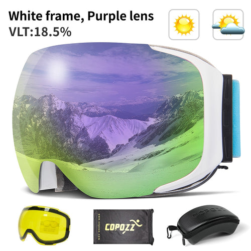 Load image into Gallery viewer, Magnetic Ski Goggles with 2s Quick-Change Lens and Case Set UV400 Protection Anti-Fog Snowboard Ski Glasses for Men Women
