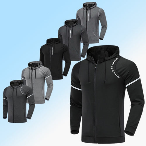 Load image into Gallery viewer, Gym Men Sports Jacket Fitness Long Sleeve Running Elastic Tight Hoodies Zipper Slim Hiking Sweatshirts Male Jogging Hooded Coat
