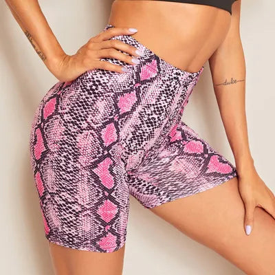 Load image into Gallery viewer, Sexy Women Summer Shorts Snake Print High Waist Shorts Elastic Waist Short Trousers Women Trousers Pantalones Cortos Mujer
