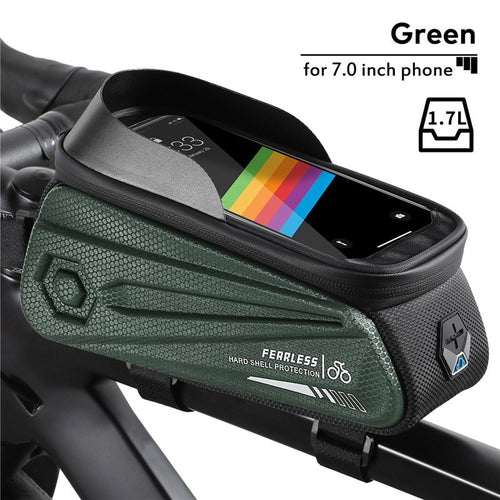 Load image into Gallery viewer, Bicycle Bag 6.0-7.2 Inch Phone Bag Waterproof Front Frame Cycling Bag Sensitive Touch Screen MTB Road Bike Bag
