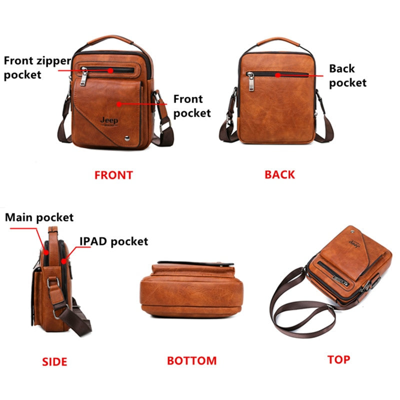 Split Leather Crossbody Tote Men Bag Famous Designer Men Shoulder Messenger Bags Men Fashion Business High Quality