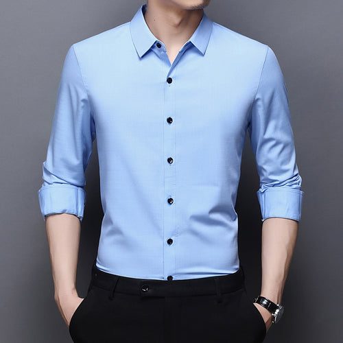 Load image into Gallery viewer, Top Quality Fashion Brand  Slim Fit Mens Fashion Dress Shirts Formal Long Sleeve Solid Color Casual Korean Dress Clothes
