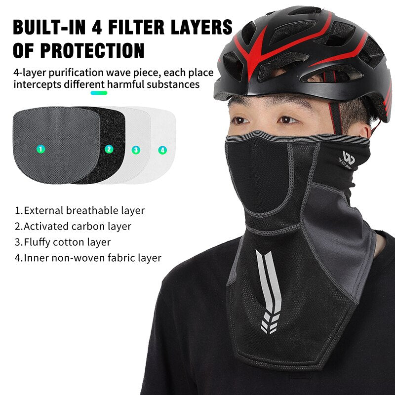 Reflective Sports Scarf Winter Thermal Balaclava Face Cover Activated Carbon Filter Ski Running Cycling Headwear