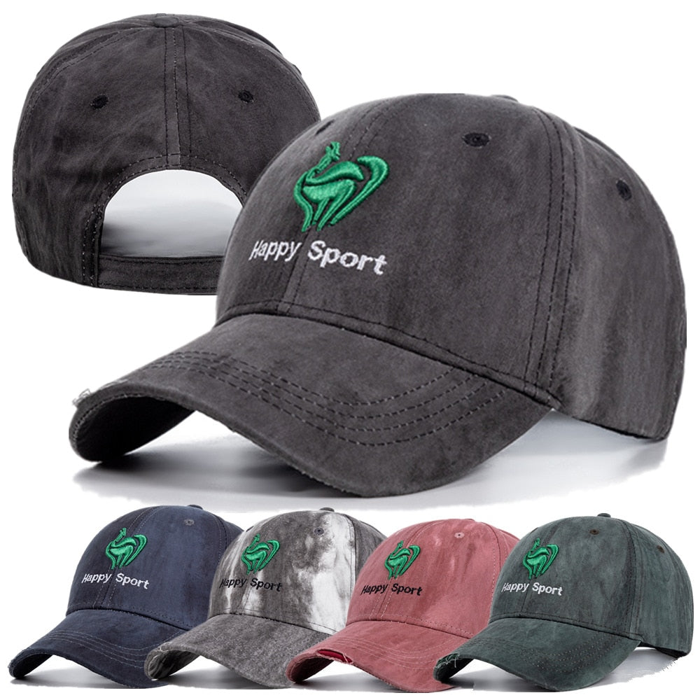 Men's Cotton Baseball Cap Green Big Cock Embroidery Summer Hats For Men Happy Sport Outdoor Hole Edging Caps