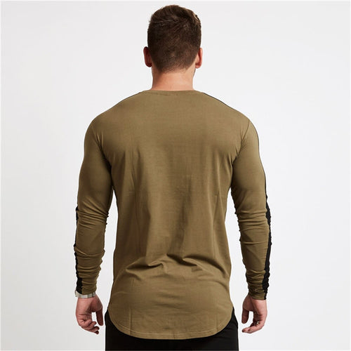 Load image into Gallery viewer, Casual Long Sleeve T-shirt Men Fitness Cotton Shirt Male Gym Workout Skinny Tee Tops Army Green Autumn Running Sport Clothing
