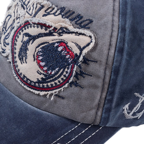 Load image into Gallery viewer, Unisex Washed Cotton Retro Cap Big Shark Embroidery Baseball Cap Men And Women Streetwear Fashion Hat Cap
