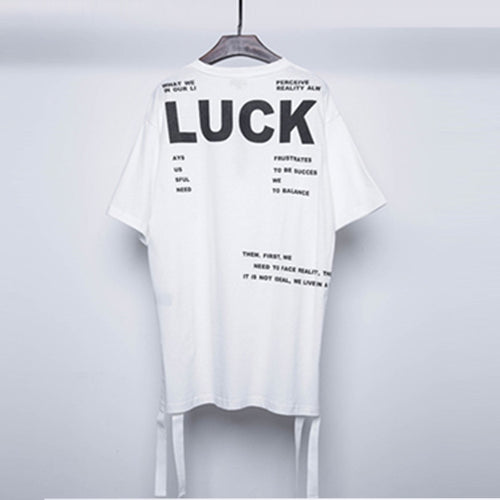 Load image into Gallery viewer, Hip Hop Dark Functional Harajuku T-Shirt Men 2021 Summer LUCK Printed  Streetwear Tshirts Cotton Tops Tees Ribbon Design WB210
