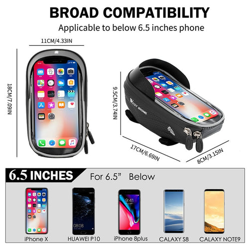 Load image into Gallery viewer, Bicycle Bag High Quality EVA Waterproof Top Tube Bike Bag Touchscreen Cell Mobile Phone Bag 6.0-7.2 inch Phone Case
