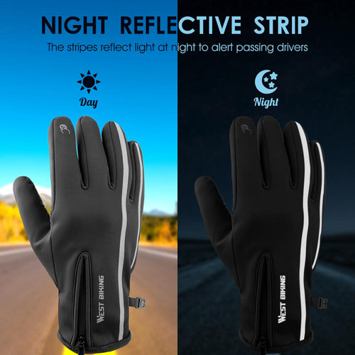 Load image into Gallery viewer, Reflective Sport Gloves Winter Thermal Fleece Gloves Touch Screen Outdoor Skiing Motorcycle MTB Cycling Equipment
