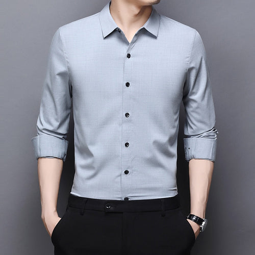Load image into Gallery viewer, Top Quality Fashion Brand  Slim Fit Mens Fashion Dress Shirts Formal Long Sleeve Solid Color Casual Korean Dress Clothes
