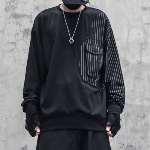Load image into Gallery viewer, Men Striped Patchwork Hip Hop Sweatshirt Streetwear Fashion Harajuku O-Neck Pullover Loose Tops Men Clothing
