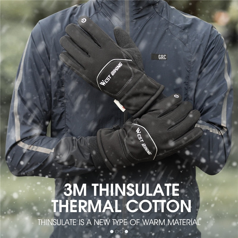 Waterproof Bike Gloves Winter Warm Touch Screen Cycling Gloves 3M Thinsulate Thermal Sport Ski MTB Road Bike Gloves