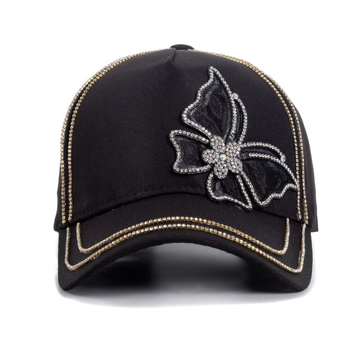 Load image into Gallery viewer, Fashion Women&#39;s Hat Butterfly Diamond Metal Baseball Cap Female Outdoor Streetwear Adjustable Summer Cotton Cap
