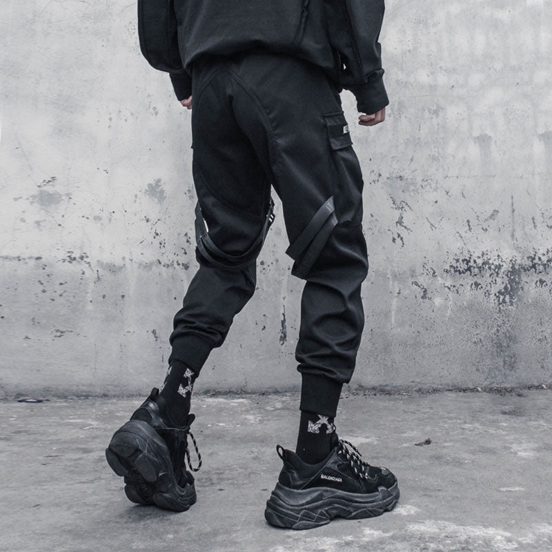 Multi Pockets Cargo Pants Men Harajuku Casual Ribbons Trousers Joggers Pants Hip Hop Streetwear Tactical WB564