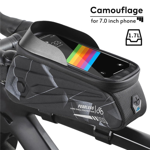 Load image into Gallery viewer, Reflective Bicycle Bag Sensitive Touch Screen 7.0 Inch Cycling Phone Bag Waterproof MTB Road Bike Tube Frame Bags
