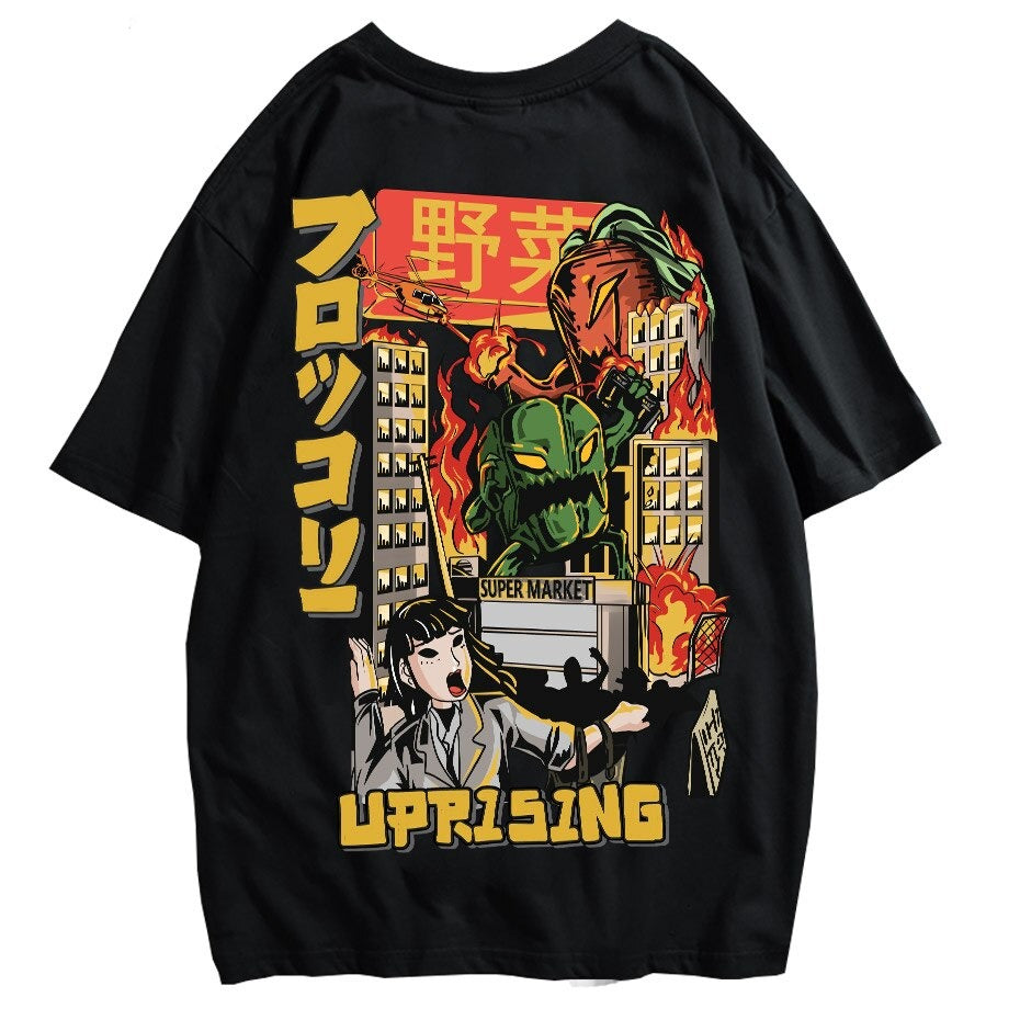 Men Hip Hop T Shirt Japanese Harajuku Cartoon Monster T-Shirt Streetwear Summer Tops Tees Cotton Tshirt Oversized HipHop