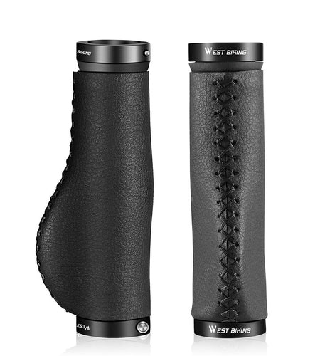Soft Leather Bicycle Grips MTB City Bike Scooter Handle Cover Bar End Non-slip Aluminum Lock Cycling Handlebar Grips