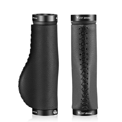 Load image into Gallery viewer, Soft Leather Bicycle Grips MTB City Bike Scooter Handle Cover Bar End Non-slip Aluminum Lock Cycling Handlebar Grips
